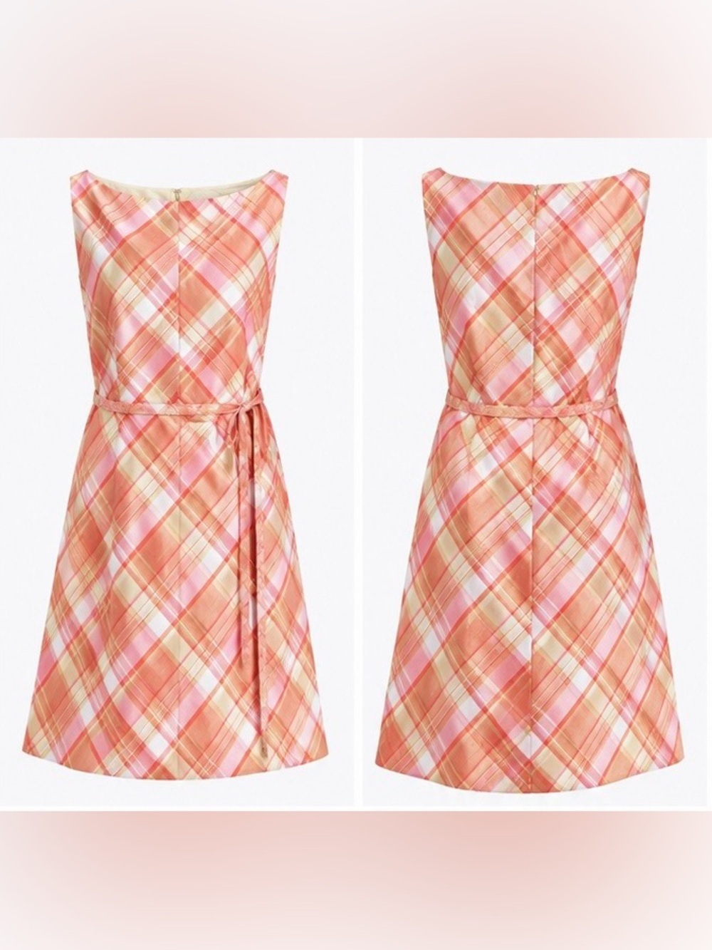 Vintage Linda Allard Ellen Tracy 100% Silk Plaid Dress Size 12